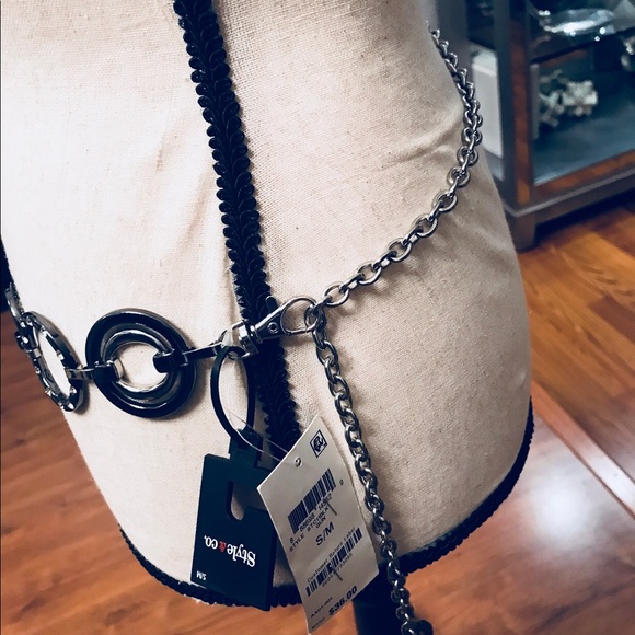 Style Co Women Silver Gray Chain Ring Belt - Picture 5 of 7